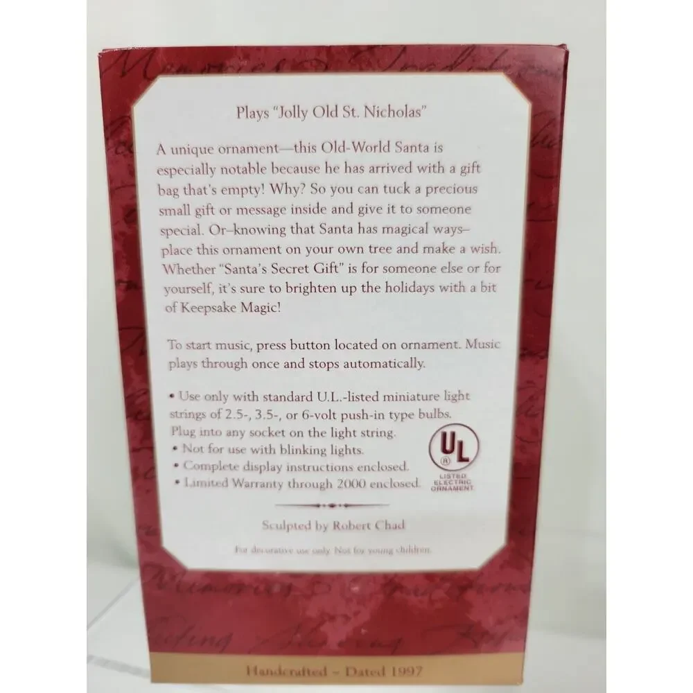 Vintage Hallmark Keepsake Magic Ornament Santa's Secret Gift Magic Music NIB